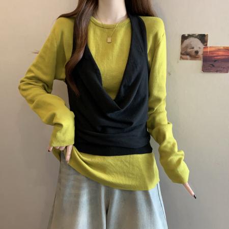 FA44481# 大码修身显瘦打底上衣秋季套装胖mm挂脖吊带背心两件套 服裝批發女裝批發服飾貨源