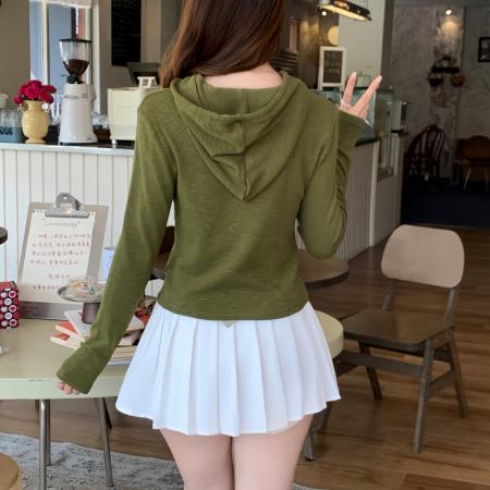 FA44497# 秋冬新款连帽外穿T恤洋气小众长袖上衣 服裝批發女裝批發服飾貨源