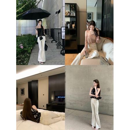 FA44513# 自留金扣明线弹力裤紧身休闲喇叭牛仔裤女 服裝批發女裝批發服飾貨源