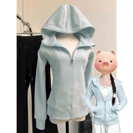 FA44532# 原版做工连帽显瘦瑜伽收腰慵懒风卫衣女 服裝批發女裝批發服飾貨源