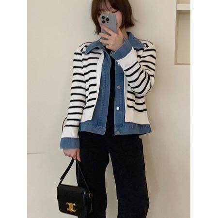FA44564# 拼接牛仔假两...
