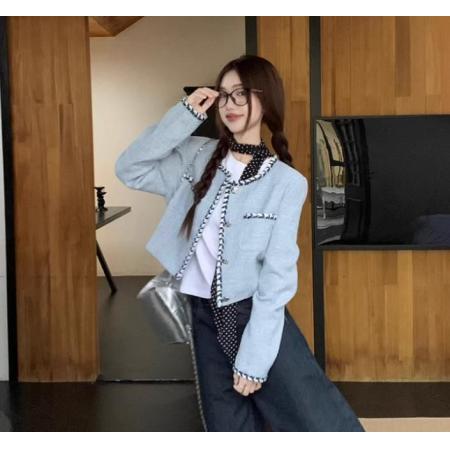 FA44586# 小香风粗花呢短款长袖外套女秋季新款名媛气质设计感小众别致上衣 服裝批發女裝批發服飾貨源