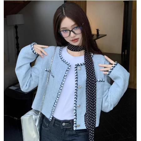 FA44586# 小香风粗花呢短款长袖外套女秋季新款名媛气质设计感小众别致上衣 服裝批發女裝批發服飾貨源