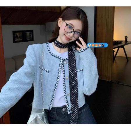 FA44586# 小香风粗花呢短款长袖外套女秋季新款名媛气质设计感小众别致上衣 服裝批發女裝批發服飾貨源