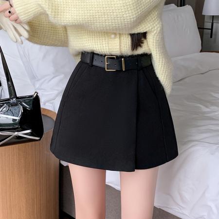 FA44592# 毛呢短裤裙女秋冬新款呢子a字裙裤高腰A字短裤靴裤女外穿 服裝批發女裝批發服飾貨源