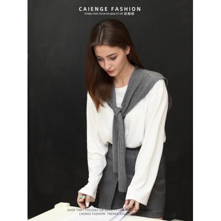 FA44619# 秋冬针织披肩外搭女新款办公室空调房灰色小坎肩薄款高级感 服裝批發女裝批發服飾貨源