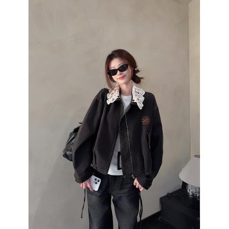 FA44644# 花苞下摆可脱卸针织领牛仔外套浪漫蕾丝千金风秋季 服裝批發女裝批發服飾貨源