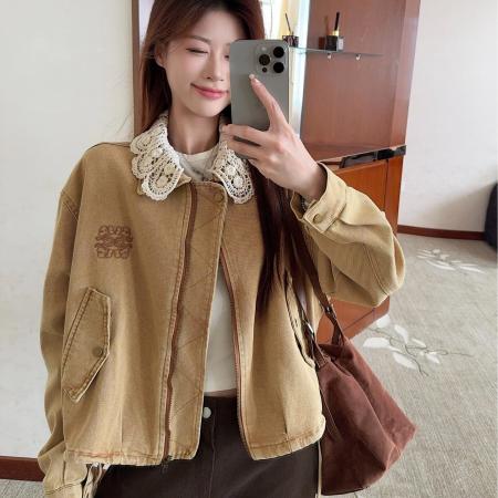 FA44644# 花苞下摆可脱卸针织领牛仔外套浪漫蕾丝千金风秋季 服裝批發女裝批發服飾貨源