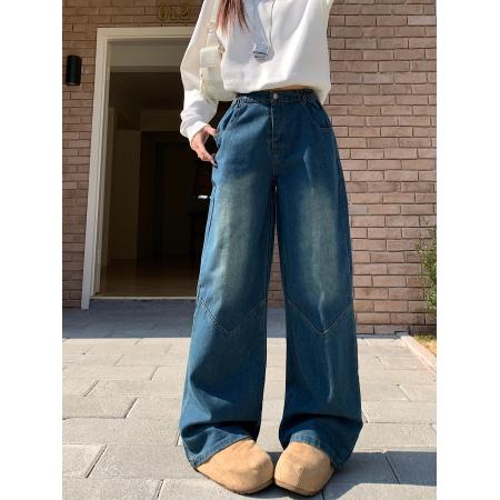 FA44645# 早秋小香风拼接牛仔外套阔腿裤套装春秋休闲运动两件套 服裝批發女裝批發服飾貨源