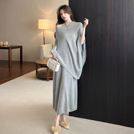 FA44654# 秋新披肩式气质慵懒驰感针织防晒吊带裙法式时尚高级感两件套 服裝批發女裝批發服飾貨源