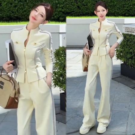FA44659# “女绅主义”设计感ins风撞色拼接上衣外套 服裝批發女裝批發服飾貨源