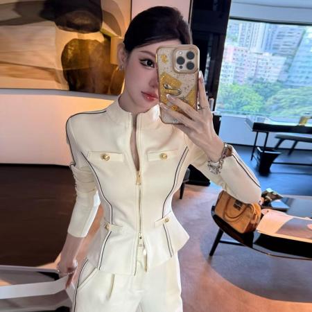 FA44659# “女绅主义”设计感ins风撞色拼接上衣外套 服裝批發女裝批發服飾貨源