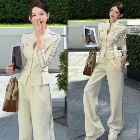 FA44659# “女绅主义”设计感ins风撞色拼接上衣外套 服裝批發女裝批發服飾貨源