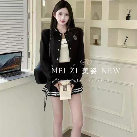 FA44675# 时髦休闲运动秋冬新品时尚洋气棒球服外套+半身裙两件套 服裝批發女裝批發服飾貨源