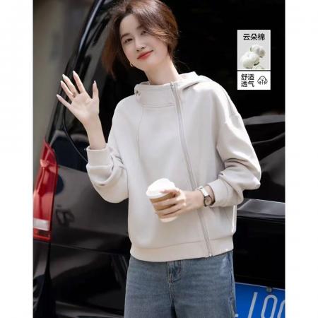 FA44686# 秋季简约风连帽宽松长袖小个子气质卫衣 服裝批發女裝批發服飾貨源