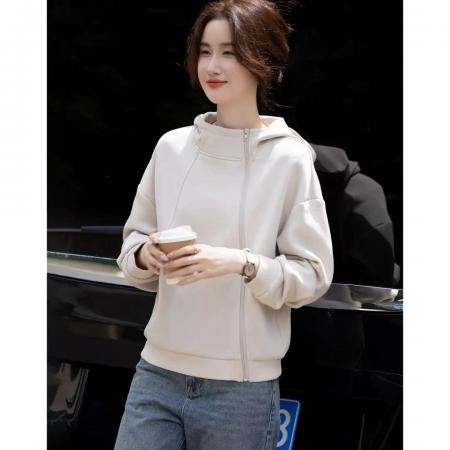 FA44686# 秋季简约风连帽宽松长袖小个子气质卫衣 服裝批發女裝批發服飾貨源