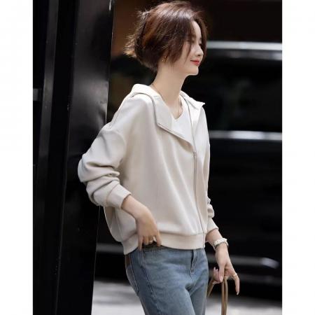 FA44686# 秋季简约风连帽宽松长袖小个子气质卫衣 服裝批發女裝批發服飾貨源