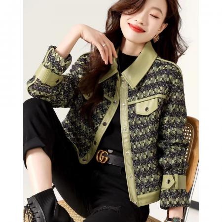 FA44689# 时尚休闲宽松韩版拼接领和口袋设计感外套 服裝批發女裝批發服飾貨源