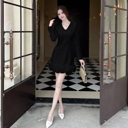 FA44705# 视频时尚秋季长袖新款短裙包臀连衣裙 服裝批發女裝批發服飾貨源