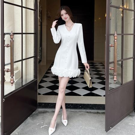 FA44705# 视频时尚秋季长袖新款短裙包臀连衣裙 服裝批發女裝批發服飾貨源