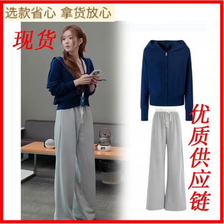 LN76330# 许我耀眼赵露思许妍同款拉链连帽毛衣外套女秋冬季设计感短款套装