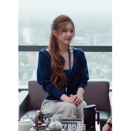 LN76330# 许我耀眼赵露思许妍同款拉链连帽毛衣外套女秋冬季设计感短款套装