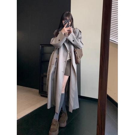 FA44786# 秋季新款中长款洋气英伦风衣女小个子韩系ins西装外套潮 服裝批發女裝批發服飾貨源