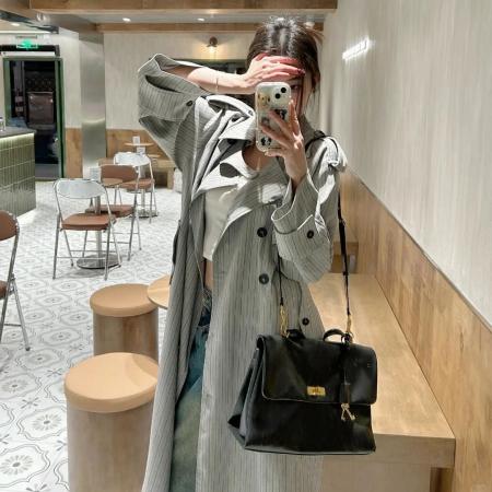 FA44786# 秋季新款中长款洋气英伦风衣女小个子韩系ins西装外套潮 服裝批發女裝批發服飾貨源