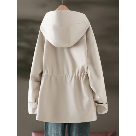 FA44801# 春秋爆款连帽风衣春季新款女收腰短款今年流行外套 服裝批發女裝批發服飾貨源