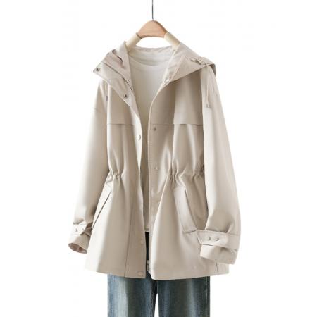 FA44801# 春秋爆款连帽风衣春季新款女收腰短款今年流行外套 服裝批發女裝批發服飾貨源