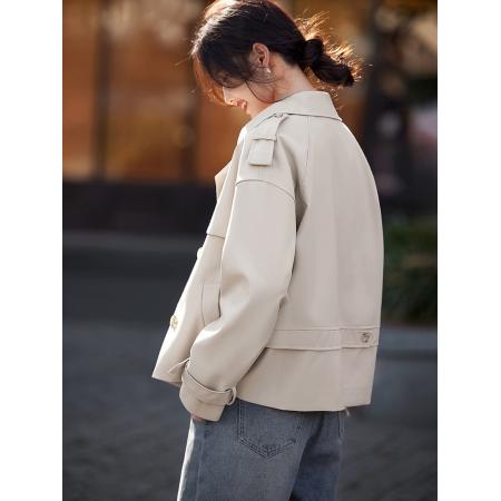 FA44803# 时尚通勤短款风衣外套女春季新款休闲简约设计感上衣 服裝批發女裝批發服飾貨源