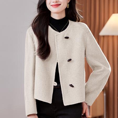 FA44804# 新年毛呢外套小个子毛呢女式羊绒短款新款赫本风羊毛呢大衣 服裝批發女裝批發服飾貨源