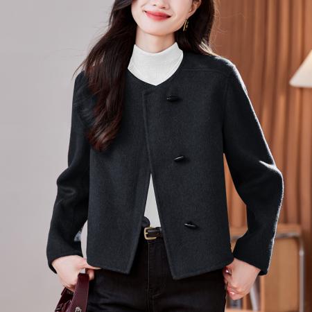 FA44804# 新年毛呢外套小个子毛呢女式羊绒短款新款赫本风羊毛呢大衣 服裝批發女裝批發服飾貨源