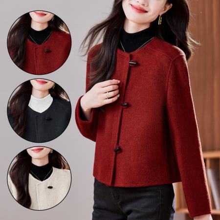 FA44804# 新年毛呢外套小个子毛呢女式羊绒短款新款赫本风羊毛呢大衣 服裝批發女裝批發服飾貨源