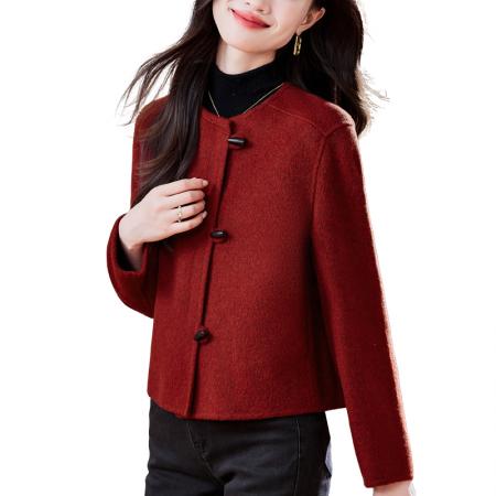 FA44804# 新年毛呢外套小个子毛呢女式羊绒短款新款赫本风羊毛呢大衣 服裝批發女裝批發服飾貨源