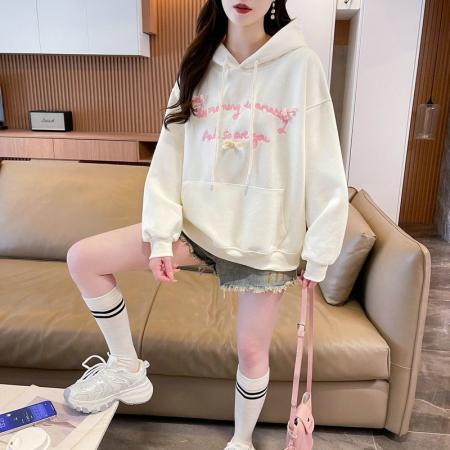 FA44809# 仿华棉复合新款韩版宽松薄款连帽卫衣女刺绣 服裝批發女裝批發服飾貨源