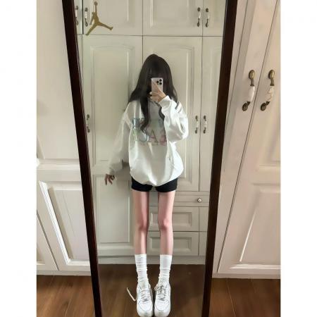 FA44818# 云朵绒复合薄款，厚款复古彩色钉珠字母珍珠字母卫衣 服裝批發女裝批發服飾貨源