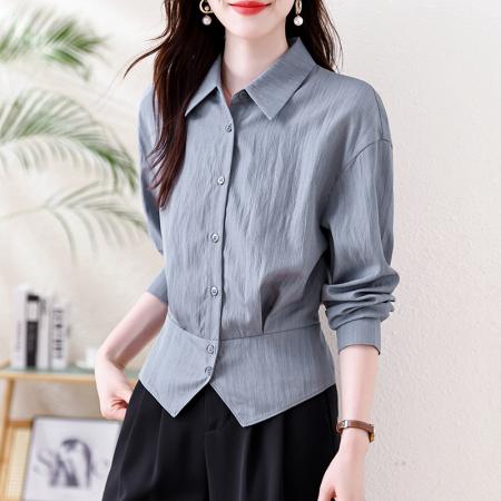 FA44837# 法式气质女士衬衫上衣秋季爆款通勤小衫收腰显瘦衬衣 服裝批發女裝批發服飾貨源