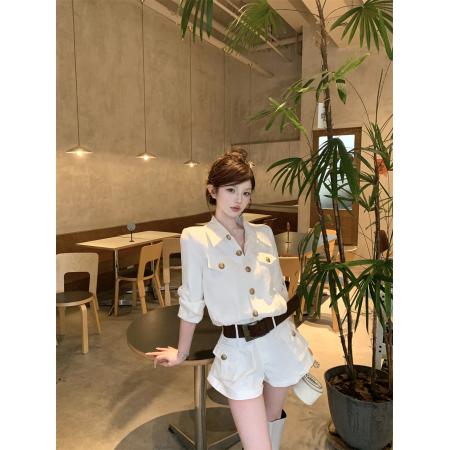 FA44858# 高级感气质绝美设计感时尚短款连衣裤送皮带 服裝批發女裝批發服飾貨源