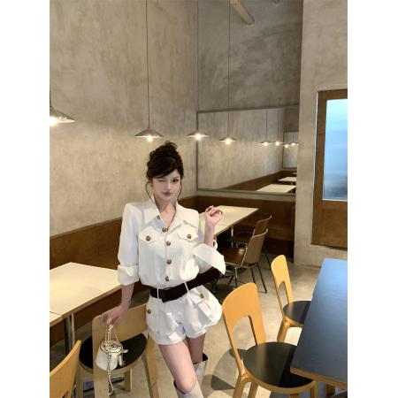 FA44858# 高级感气质绝美设计感时尚短款连衣裤送皮带 服裝批發女裝批發服飾貨源