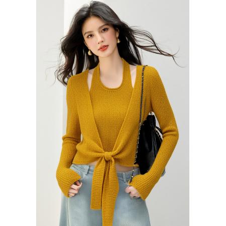 FA44864# 针织衫毛衣秋季卡通新款软糯绵羊绒两件套上衣 服裝批發女裝批發服飾貨源