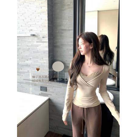 FA44865# 白水女慵懒美女套组蕾丝吊带裙&V领连衣裙女秋冬氛围感两件套 服裝批發女裝批發服飾貨源