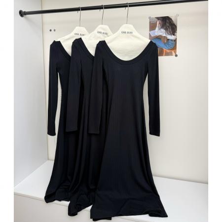 FA44869# 红人馆长袖连衣裙女秋冬季新款法式气质巨好看的长裙黑色裙子 服裝批發女裝批發服飾貨源