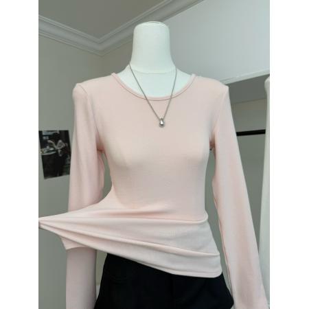 FA44873# 绒绒奶皮Tee纯欲镂空修身磨毛内搭打底衫软糯针织上衣 服裝批發女裝批發服飾貨源