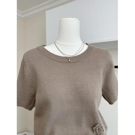 FA44874# 卡农镂空花纹小花朵针织短袖t恤女新款宽松显瘦上衣 服裝批發女裝批發服飾貨源