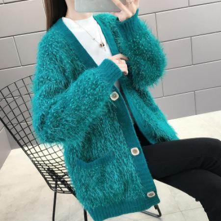 FA44887# 毛衣外套女开衫新款春季甜美日系中长款加厚流苏马海毛针织衫 服裝批發女裝批發服飾貨源