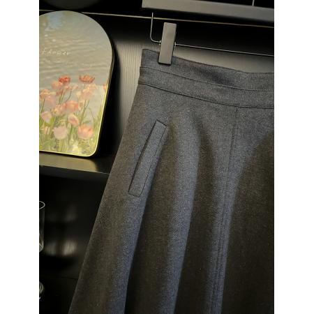 FA44900# 五线打边毛呢半身裙秋冬伞裙赫本大摆裙子 服裝批發女裝批發服飾貨源