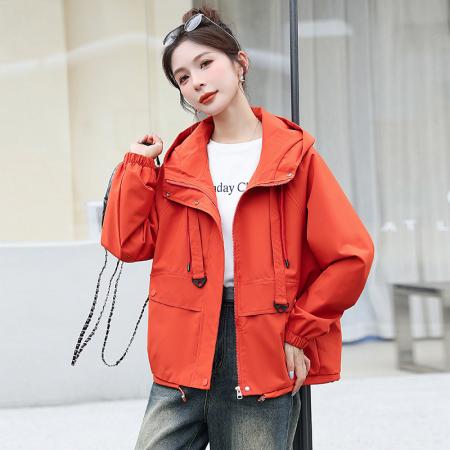 FA44929# 外套连帽夹克衫女士新款大码宽松休闲百搭冲锋衣上衣 服裝批發女裝批發服飾貨源