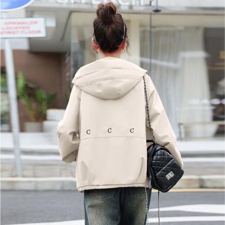 FA44929# 外套连帽夹克衫女士新款大码宽松休闲百搭冲锋衣上衣 服裝批發女裝批發服飾貨源