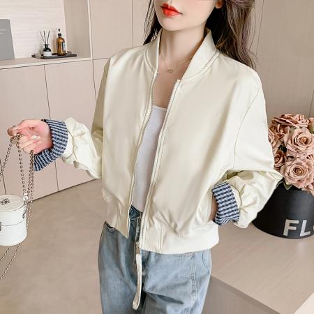 FA44931# 春秋新款时尚潮流百搭显瘦棒球服外套女上衣 服裝批發女裝批發服飾貨源